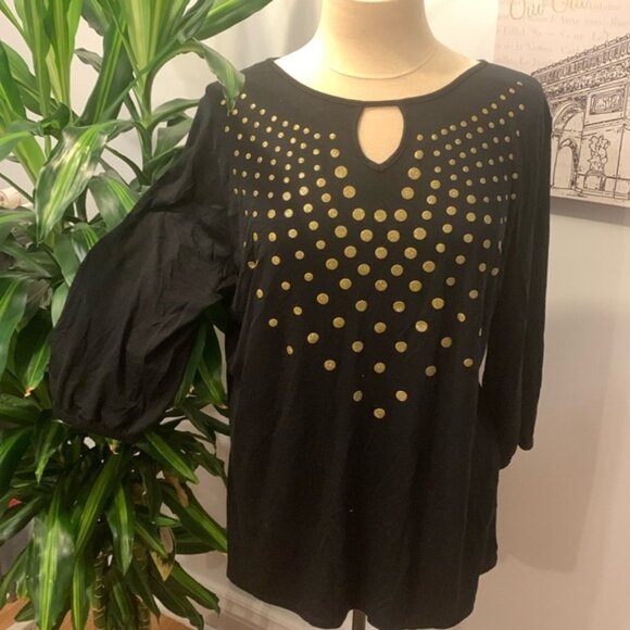 Just My Black Gold Dot Tee - Picture 1 of 7